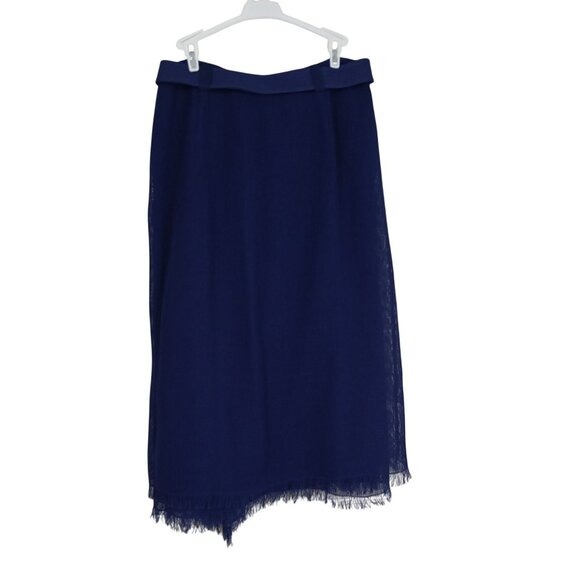 Adolfo Dominguez Skirt Midi With Fringe Hem & Belt Size 40 Womens Blue - Picture 8 of 10